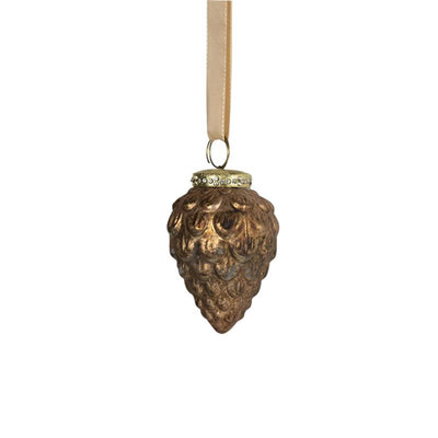 Boule de Noël pomme de pin marron antique ø8cm