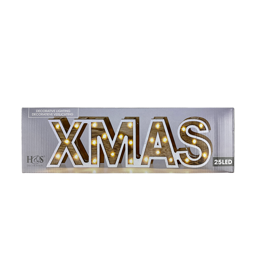 Lettres H bois led noël 25led 38cm