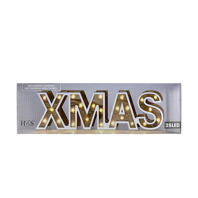 Lettres H bois led noël 25led 38cm
