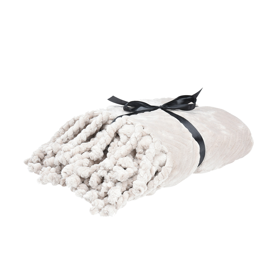 H s plaid pompons gris 130x160cm