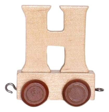 Lettre en bois H avec des roues de 6 cm de haut