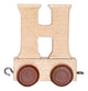 Lettre en bois H avec des roues de 6 cm de haut