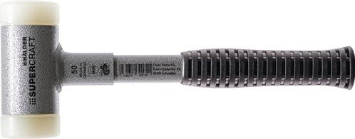 Marteau en plastique Halder | longueur 295 mm principal d. 35mm | tube en acier sans recul | nylon dur blanc | 1 pièce - 3377.035 - 3377.035