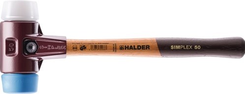 Marteau en plastique Halder | longueur 330 mm principal d. 40mm | bois tendre mi-dur | tpe-soft bleu superplastique blanc | 1 pièce - 3017.040 3017.040