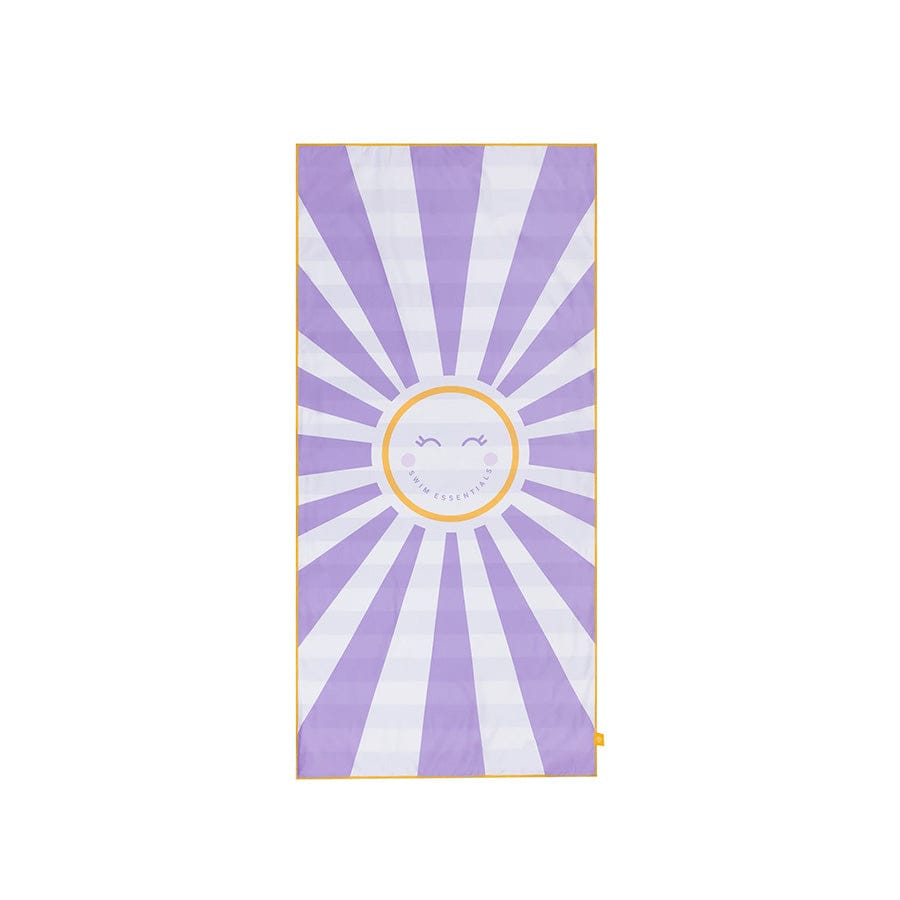 Happy Sunshine | Serviette en microfibre blanc violet 135 x 65 cm