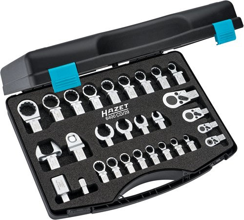 Hazet jeu d'outils à insérer 6400cd 29 | Carré à insert plein 14 x 18 mm, Carré à insert plein 9 x 12 mm | profil extérieur à douze côtés, profil extérieur hexagonal | 29 pièces | 8–27 - 6 400 cd 29