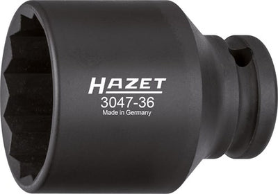 Clé à douille à chocs Hazet 3047-36 1 2 pouces (12,5 mm) carré creux externe à douze côtés profil de traction sw 36 mm