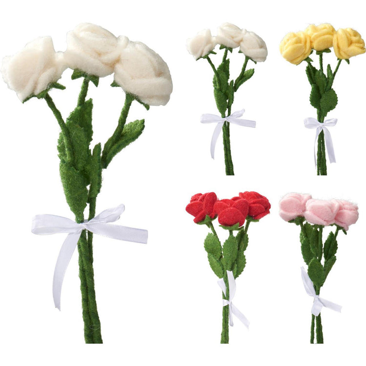 Bouquet de roses de 3 pièces en feutre h24cm