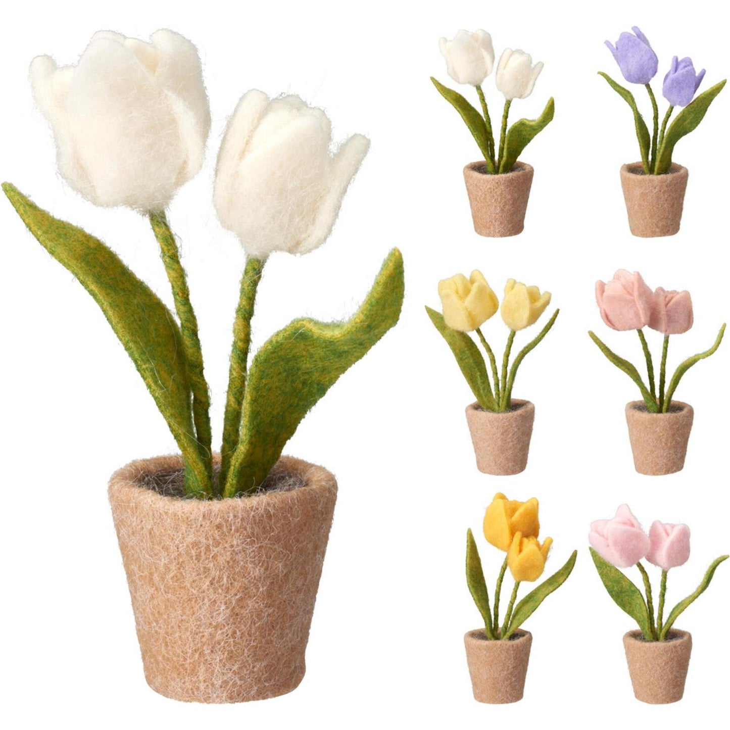 Tulipes déco en pot 19cm en feutrine