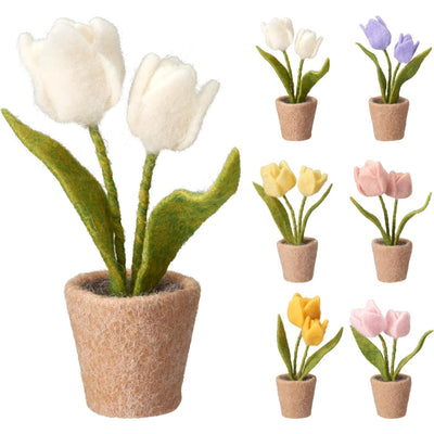 Tulipes déco en pot 19cm en feutrine
