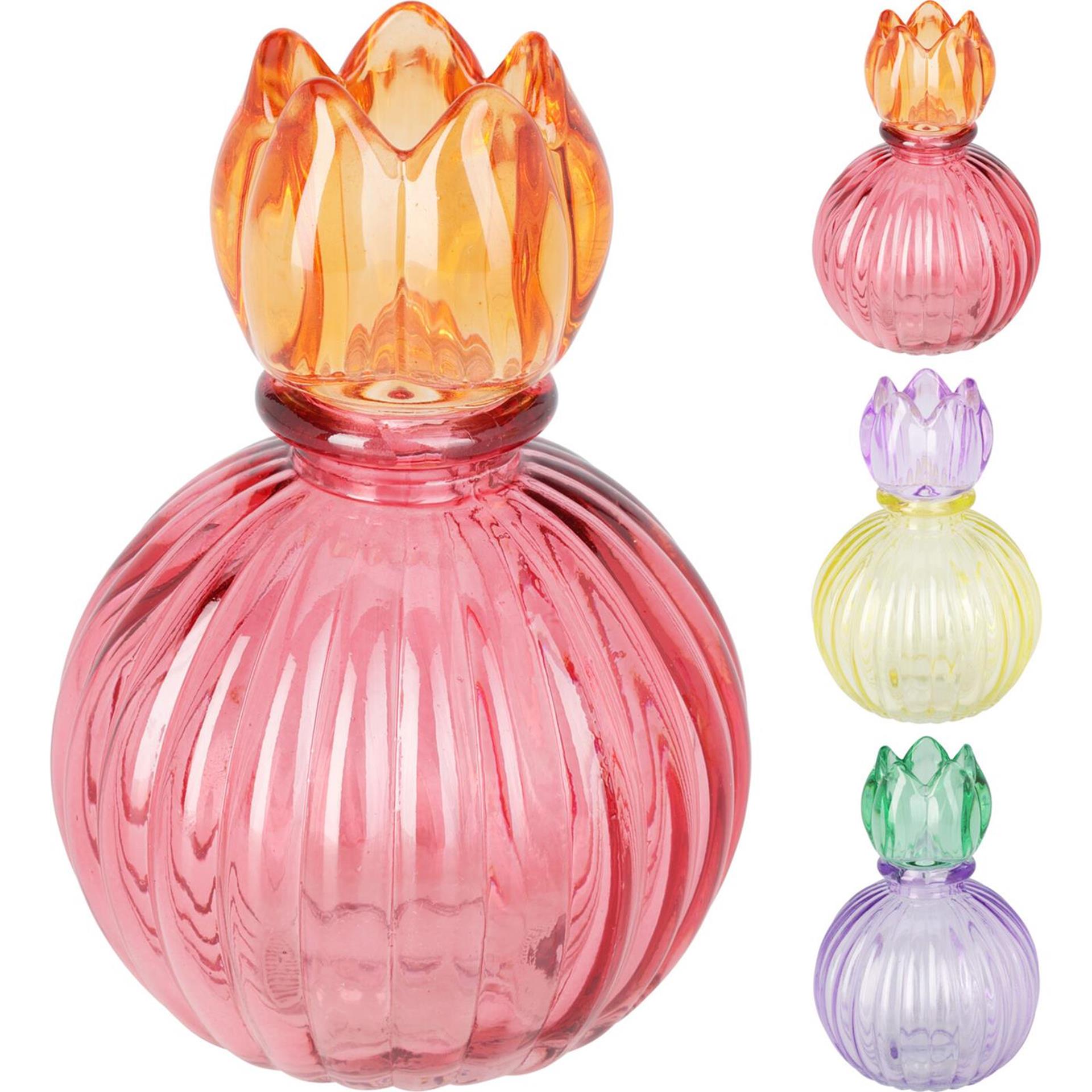 Bougeoir de style maison avec tulipe 3 cul. couleur