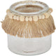 Cosydecor lanterne en verre avec raphia et perles 11cm