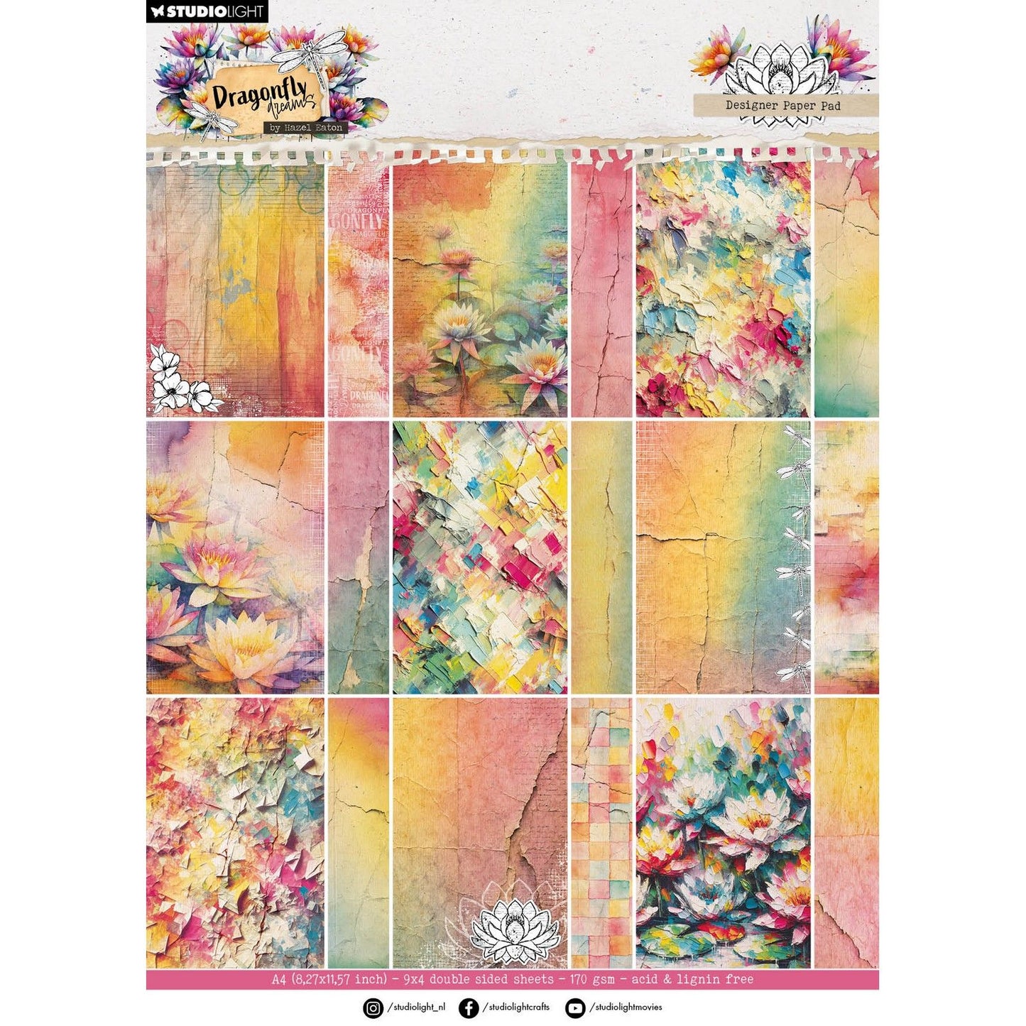 Studio Light • Hazel Eaton Designer Bloc de papier papier de fond Rêves de libellules 210 x 294 x 9 mm 36 feuilles