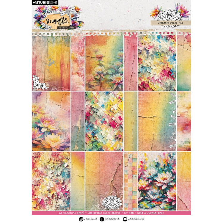 Studio Light • Hazel Eaton Designer Bloc de papier papier de fond Rêves de libellules 210 x 294 x 9 mm 36 feuilles
