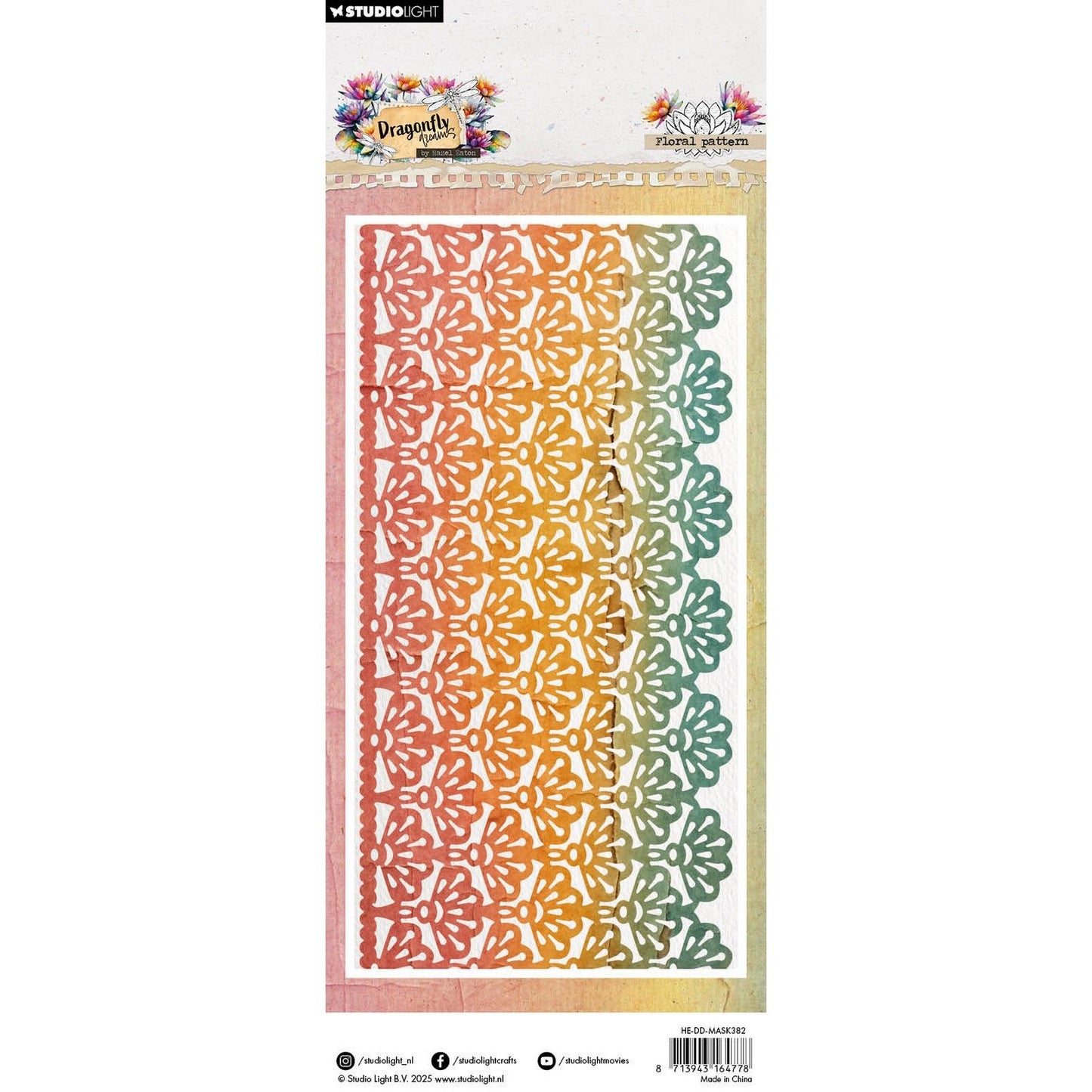 Studio Light • masque Eaton noisette motif floral rêves de libellules 105x210x1mm
