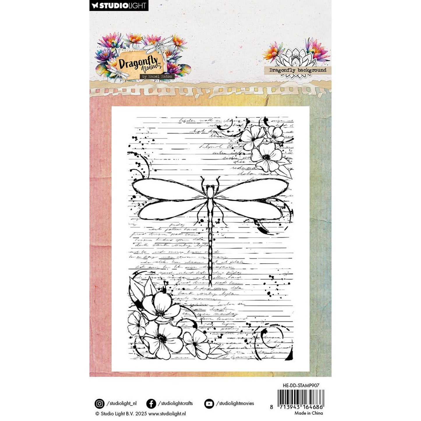 Studio Light • Hazel Eaton Tampon transparent Fond libellule Rêves de libellule 93x136x3mm