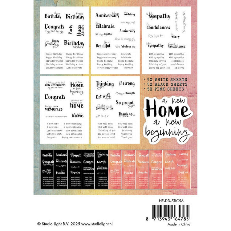 Studio Light • Hazel Eaton bloc de papier autocollant sentiments libellule rêves 105x148x3mm 20 feuilles