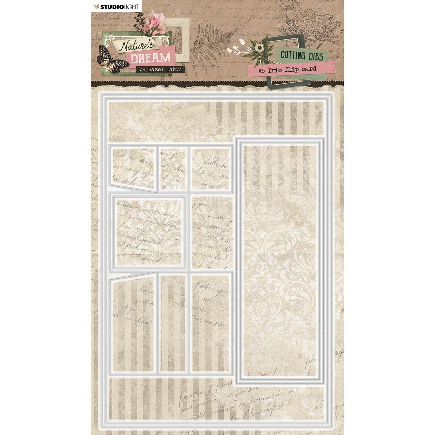 Studio Light • Matrices de découpe Natures Dream A5 Trio Flip Card