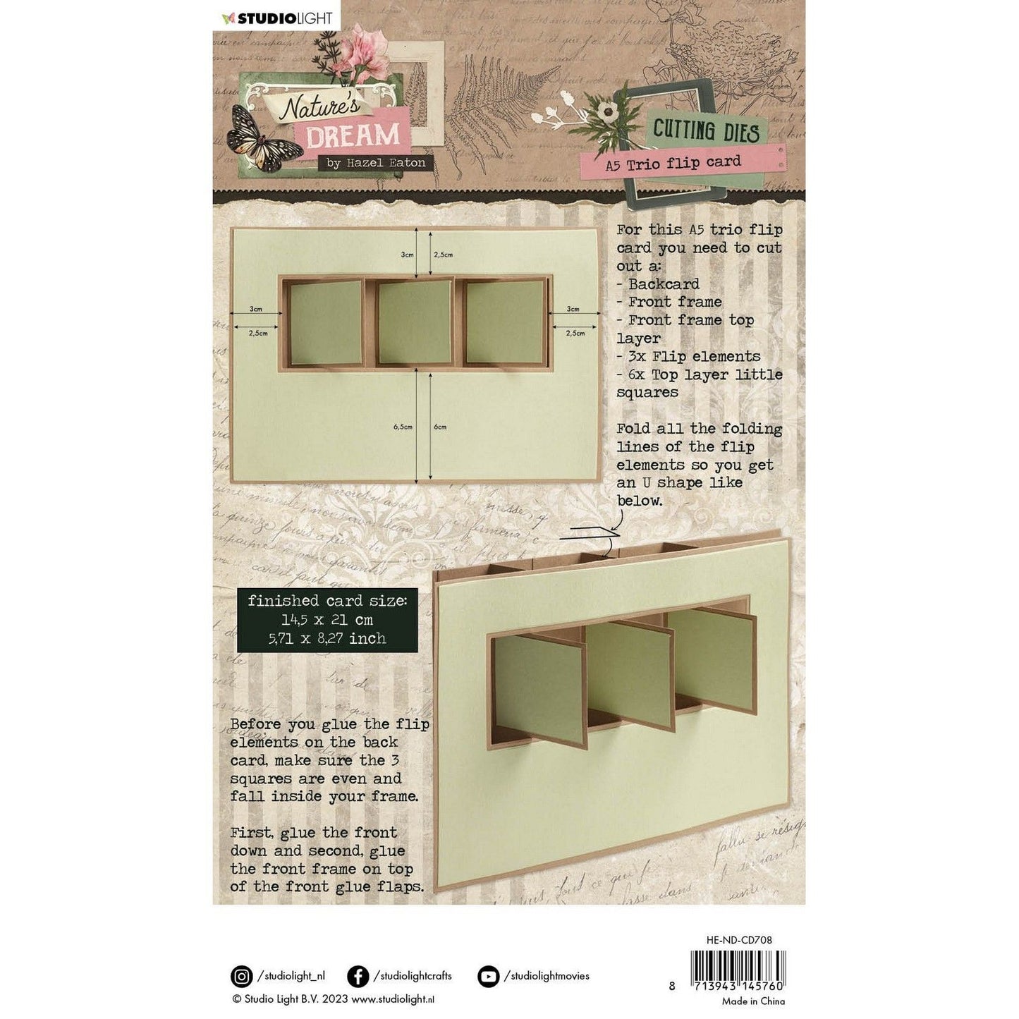 Studio Light • Matrices de découpe Natures Dream A5 Trio Flip Card