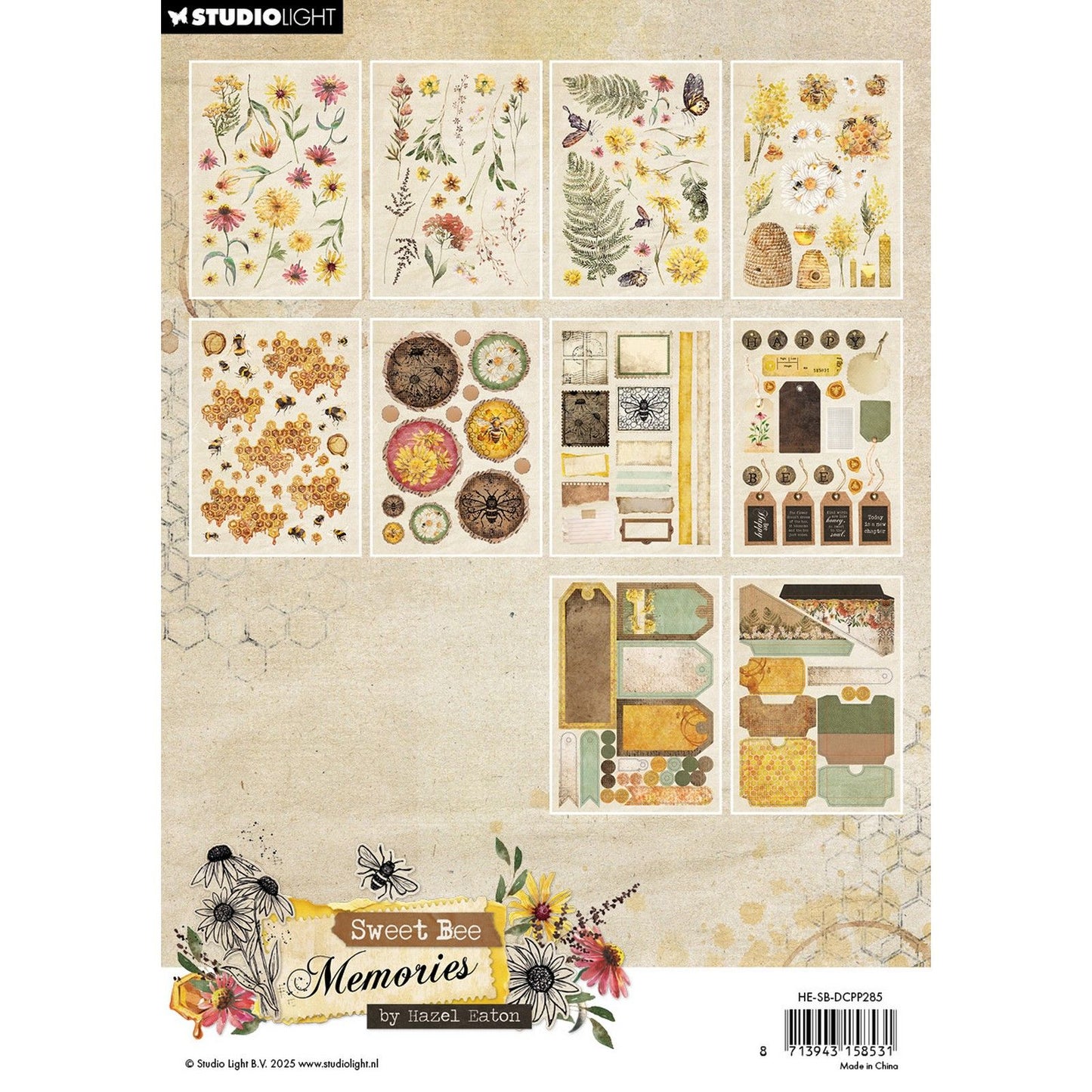 Studio Light • Souvenirs d'abeilles douces, blocs de papier découpés, éléments en papier
