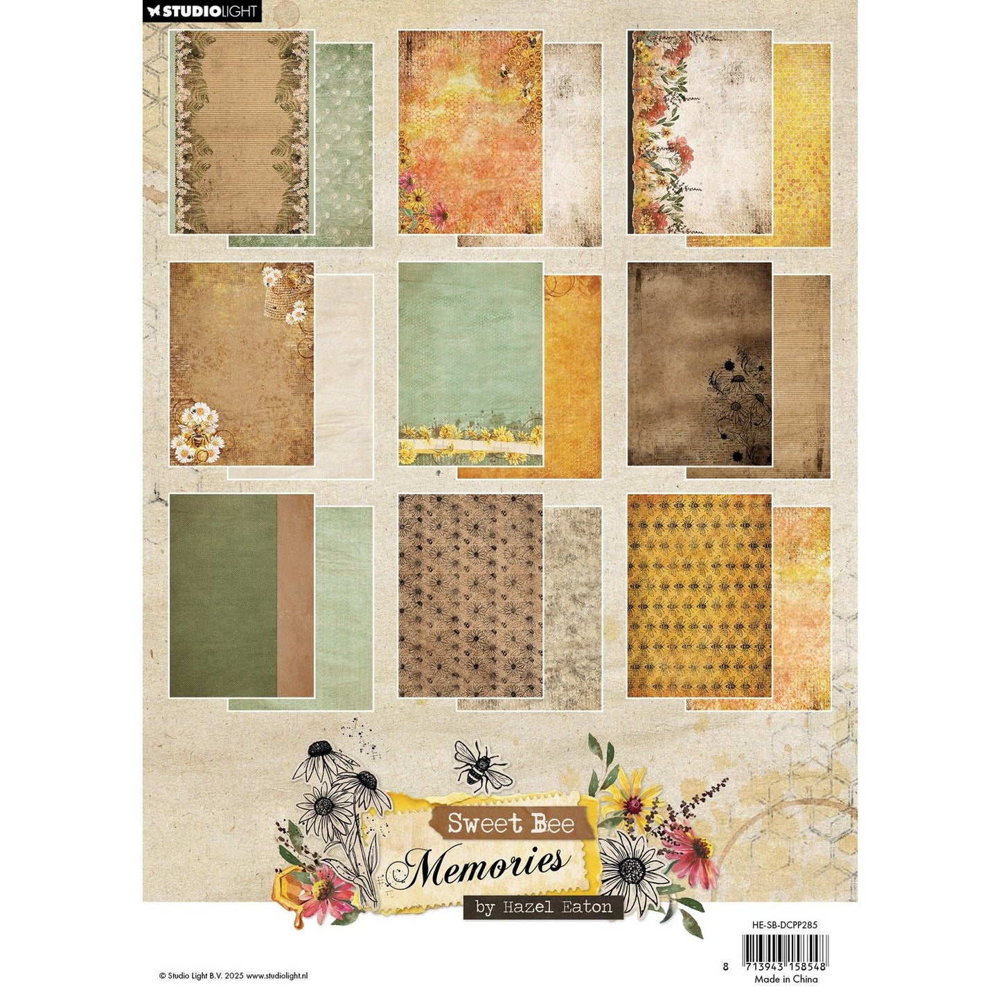 Lumière de studio • Fond de bloc de papier de conception de souvenirs d'abeilles douces