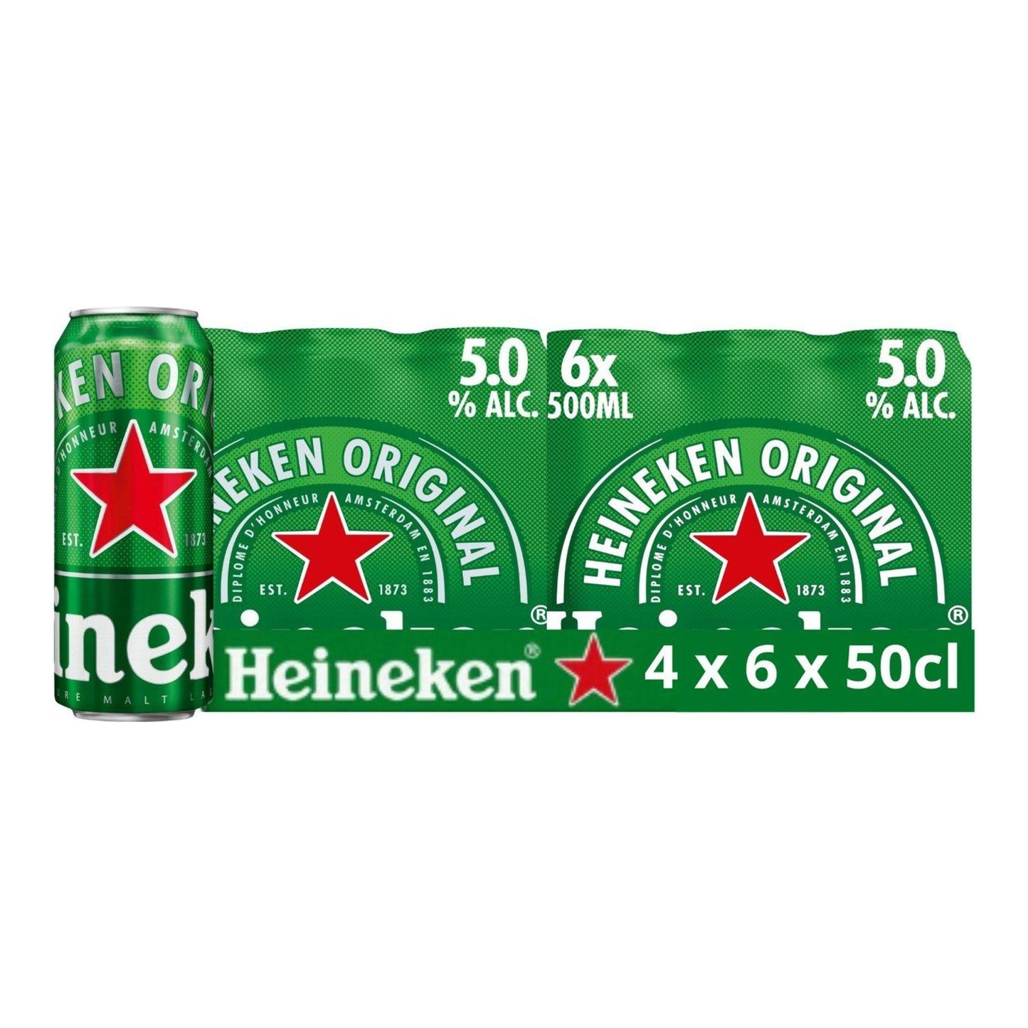 Canette de bière blonde Heineken (24x 50cl)