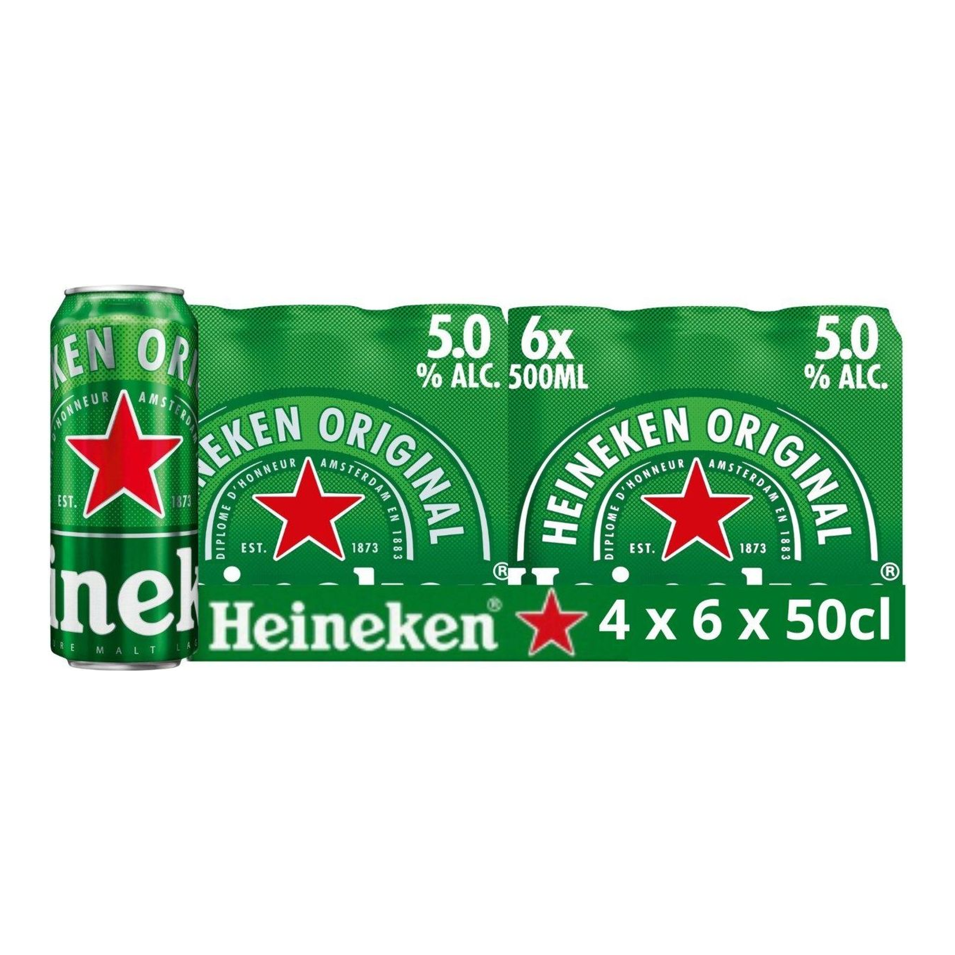 Canette de bière blonde Heineken (24x 50cl)