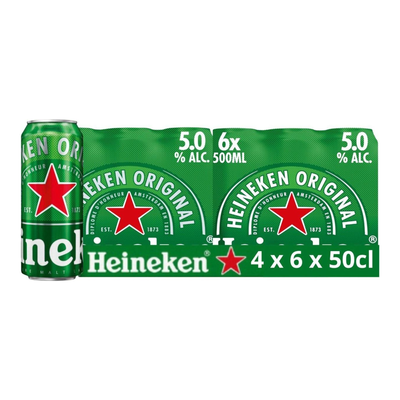 Canette de bière blonde Heineken (24x 50cl)