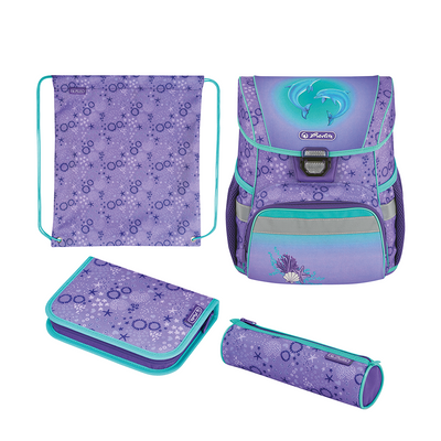 Abi herlitz cartable boucle plus dauphins 4 pièces