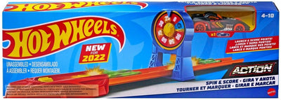 Mattel Hot Wheels tourne et marque une piste avec une voiture