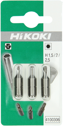 Hikoki accessoires embouts 1 4 hexagonaux 1,5 2 2,5 mm 4100306