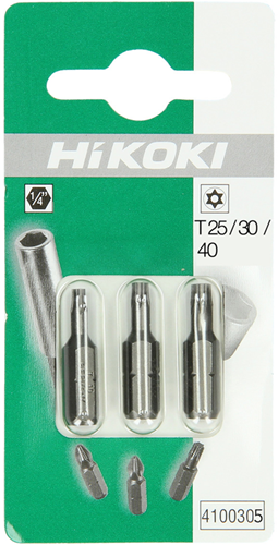 Hikoki accessoires embouts avec trou 1 4 torx tx25 30 40 - 25mm 4100305
