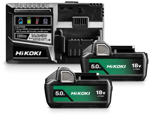 Pack booster Hikoki - 2x batterie 18v 5.0ah bsl1850ma + chargeur uc18ysl3 - uc18ysl3wkz