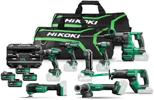 Hikoki kc18h8a-mva4 | ensemble combiné de batterie multivolt 18v 8 machines dans une mallette de transport (4x batterie mv a 5,0ah + chargeur uc18ytsl) - kc18h8a-mva4