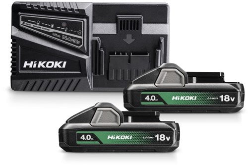 Bloc d'alimentation Hikoki uc18yfslwez | 2 x batterie 4,0 Ah 18 V BSL1840M | chargeur uc18yfsl uc18yfslwez