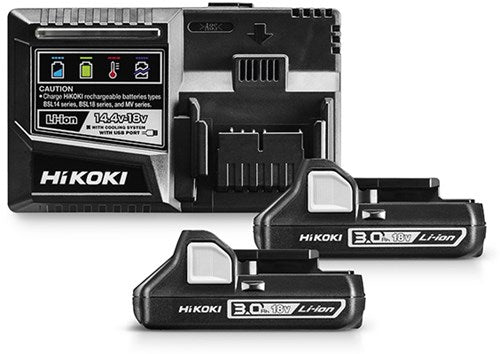 Hikoki uc18ysl3wc2 | booster pack 3.0 18v (2x batterie 3.0ah + chargeur rapide) - uc18ysl3wc2