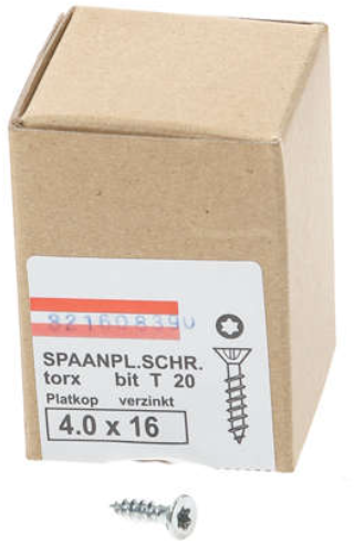 Vis pour panneaux d'aggloméré Hoenderdaal tête plate galvanisée filetage complet Torx tx20 ​​​​4,0x16 | 200 pièces - 0206.01.24701