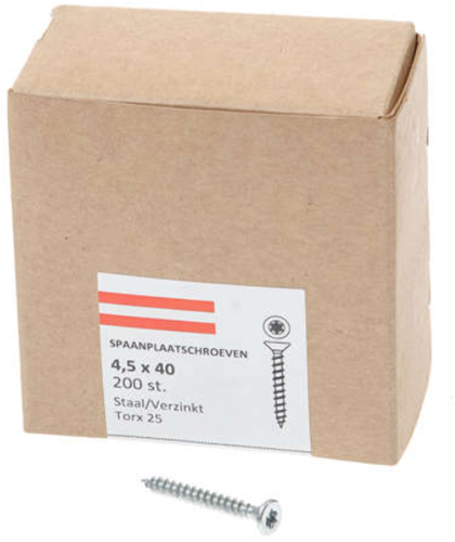 Vis pour panneaux d'aggloméré Hoenderdaal tête plate galvanisée filetage complet Torx tx25 4,5x40 | 200 pièces - 0206.01.33601