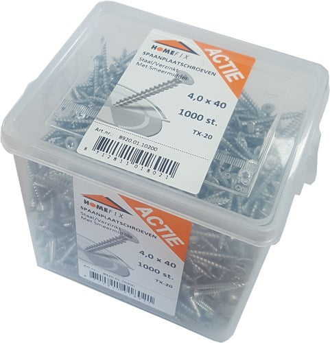 Vis pour panneaux d'aggloméré Homefix action vz pk + pointe coupante torx tx20 ​​​​​​4.0x40 | 1000 pièces - 8920.01.10200