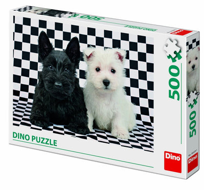 Puzzle 2 Puppy APOS; S en noir et blanc 500 pièces