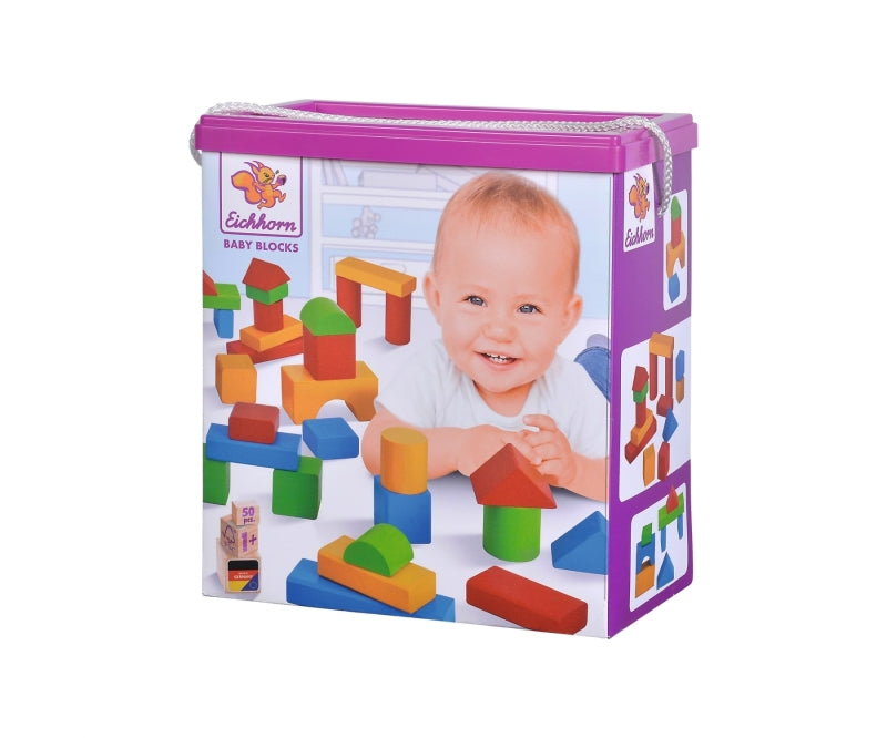 Blocs de bois Eichhorn colorés (petits 50 pcs.)