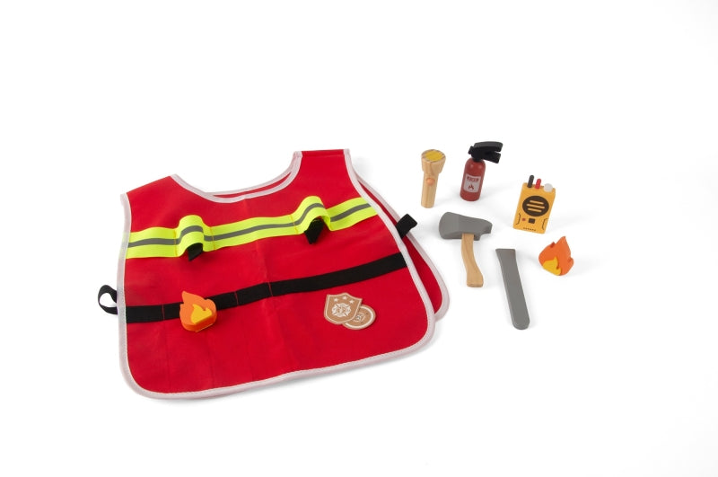 Coffret pompiers en bois Dantoy en coffret 10 pièces