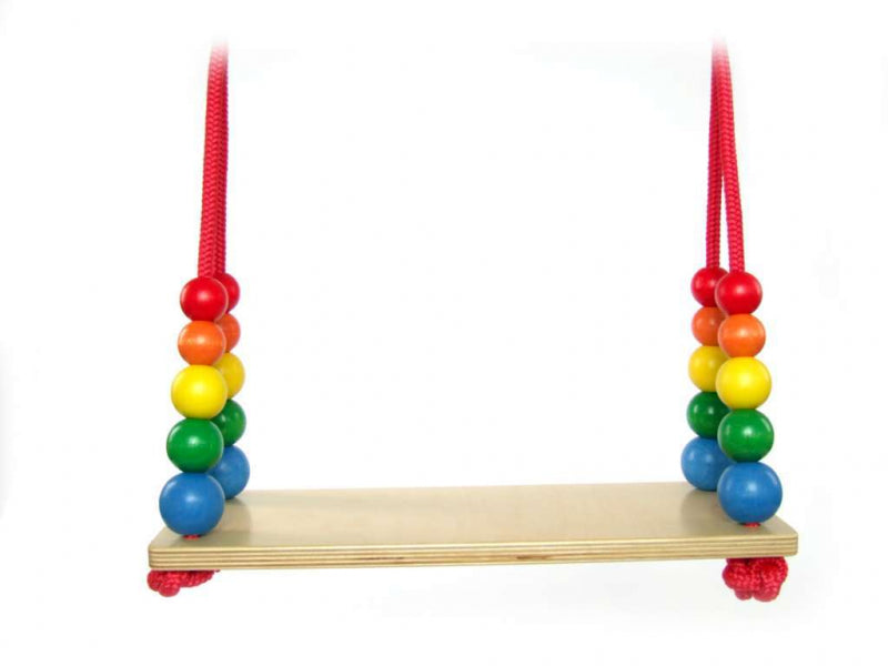 Balançoire en planches de bois Hess avec perles (arc-en-ciel)