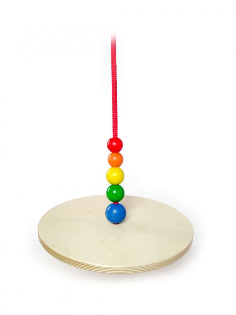 Balançoire ronde en bois Hess avec perles arc-en-ciel