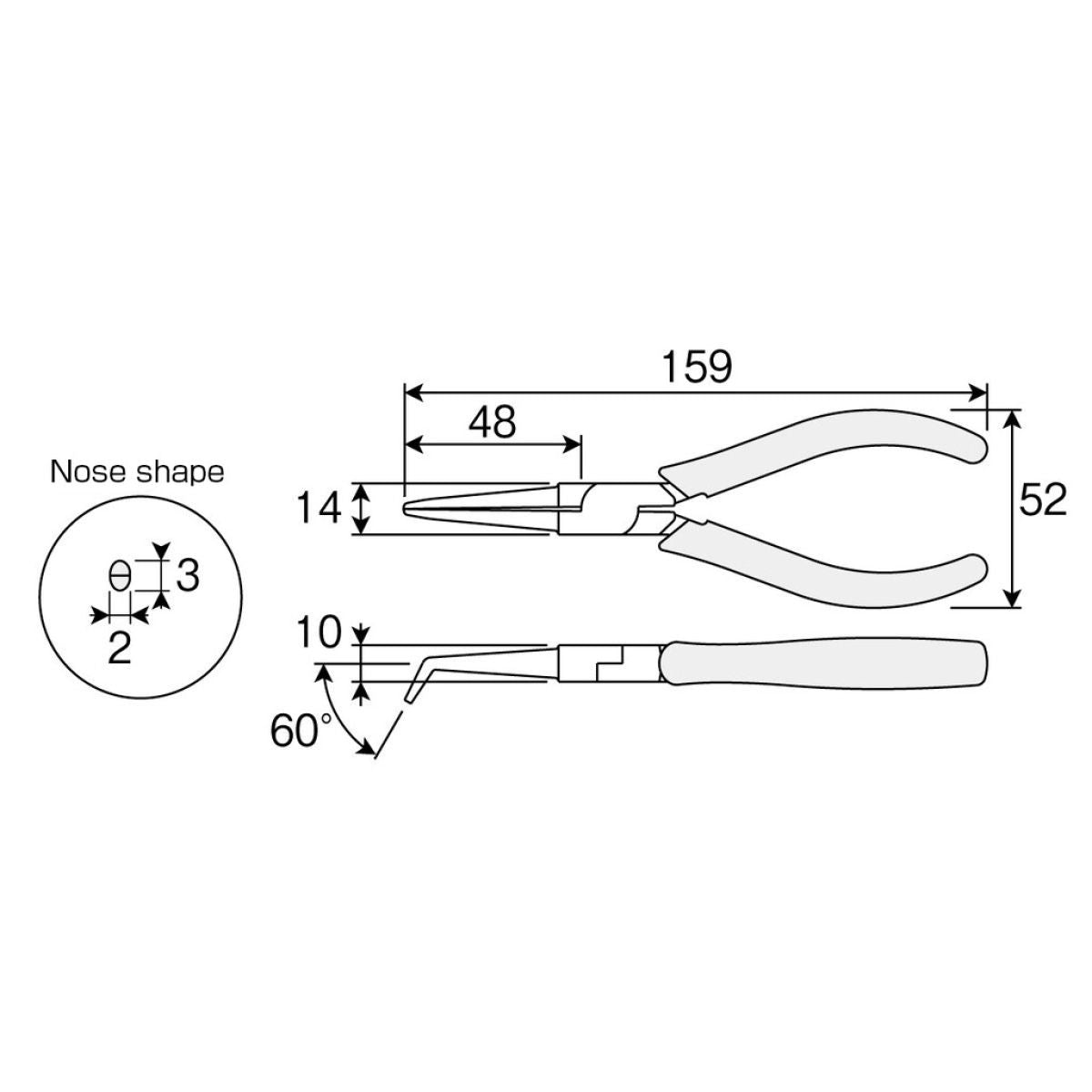 Hozan P-12 Tongs pointus pliés HRC45 3280012