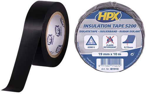 Ruban isolant en PVC HPX 19 mm x 10 mètres noir