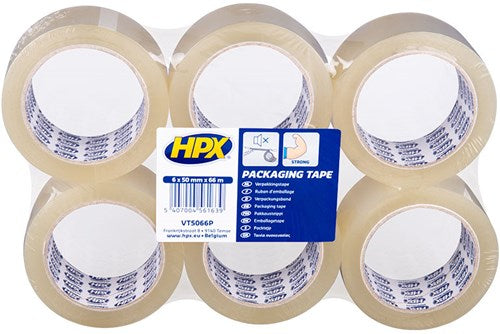 Pack plat de ruban d’emballage Hpx | 6 rouleaux | transparent | 50 mm x 66 m - vt5066p - vt5066p