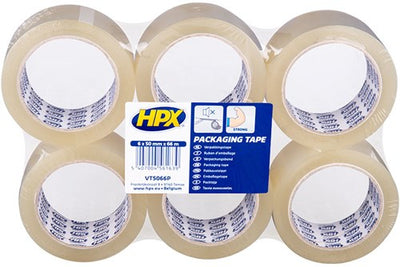 Pack plat de ruban d’emballage Hpx | 6 rouleaux | transparent | 50 mm x 66 m - vt5066p - vt5066p