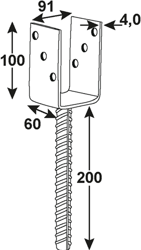 Ancrage au sol Connex u 91x60x200 vvz - hv4210