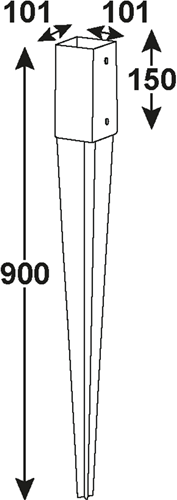 Point support de poteau Connex 101x101x150x900 vvz - hv4268